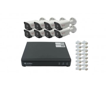 Готовый комплект IP видеонаблюдения U-VID на 8 корпусные камеры HI-B2PIP3B видеорегистратор NVR 5008A-POE 8CH